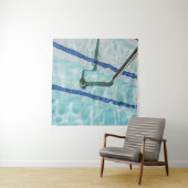 Blauwe en witte streep textiel wandkleed (In Situ (horizontaal))