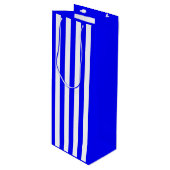 Blauwe en witte streep wijn cadeautas (Voorkant Gekanteld)