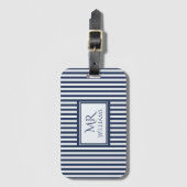 Blauwe en witte strepen Aangepaste naam Bagagelabe Bagagelabel (Voorkant (verticaal))