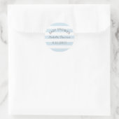 Blauwe en witte strepen baby showers sticker (Tas)