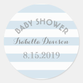 Blauwe en witte strepen baby showers sticker