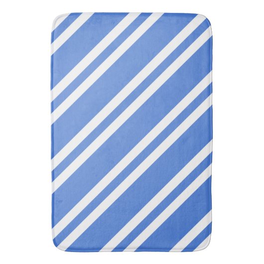 Blauwe en witte strepen badmat (Voorkant Verticaal)