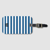 Blauwe en witte strepen bagagelabel (Voorkant (horizontaal))