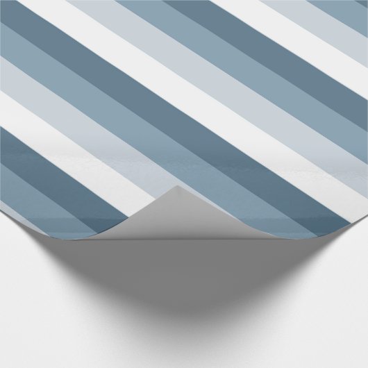 Blauwe en Witte Strepen Cadeaupapier (Hoek)