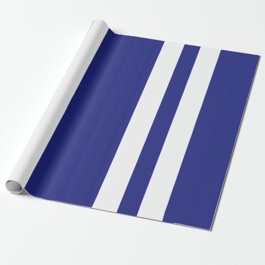 Blauwe en witte strepen cadeaupapier (Uitgerold)