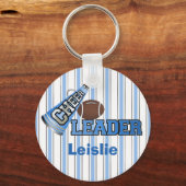 Blauwe en witte strepen Cheerleader Sleutelhanger (Voorkant)