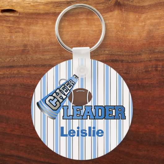 Blauwe en witte strepen Cheerleader Sleutelhanger (Voorkant)