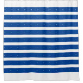 Blauwe en witte strepen douchegordijn (Voorkant)
