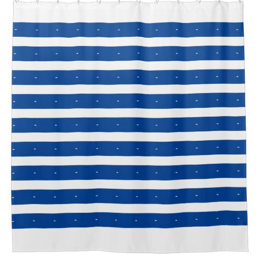 Blauwe en witte strepen douchegordijn (Voorkant)