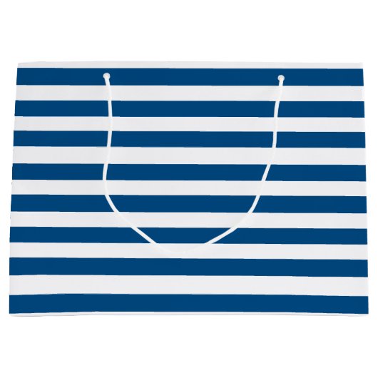 Blauwe en witte strepen groot cadeauzakje (Voorkant)