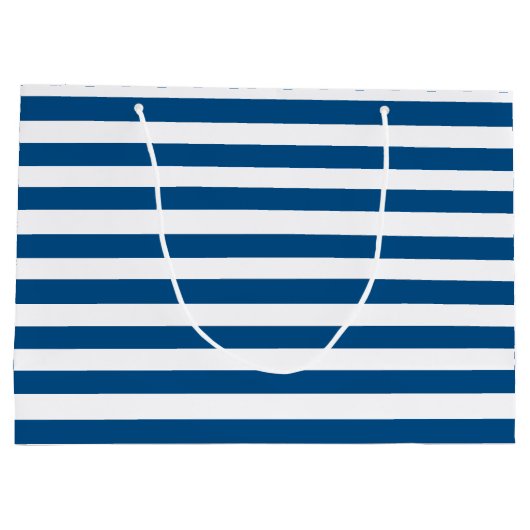 Blauwe en witte strepen groot cadeauzakje (Achterkant)