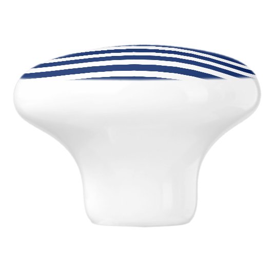 Blauwe en witte strepen keramische knop (Zijkant)