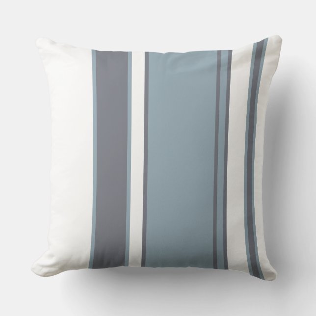 Blauwe en witte strepen kussen (Voorkant)
