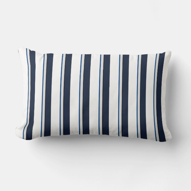 Blauwe en witte strepen kussen (Voorkant)