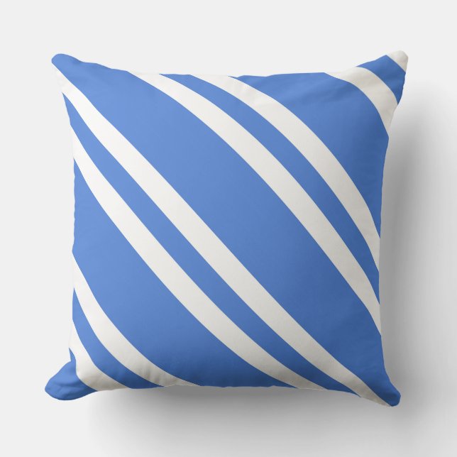 Blauwe en witte strepen kussen (Voorkant)