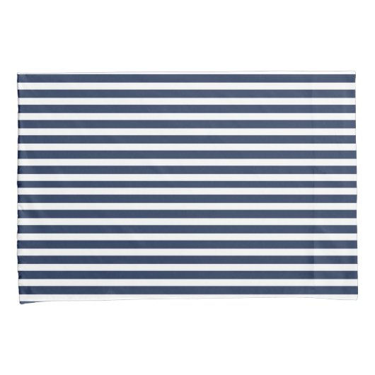 Blauwe en witte strepen kussensloop (Voorkant-Rechts)