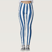 Blauwe en witte strepen leggings (Voorkant)