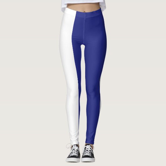 Blauwe en witte strepen leggings (Voorkant)