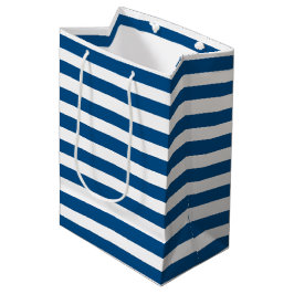 Blauwe en witte strepen medium cadeauzakje