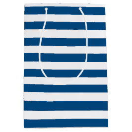 Blauwe en witte strepen medium cadeauzakje
