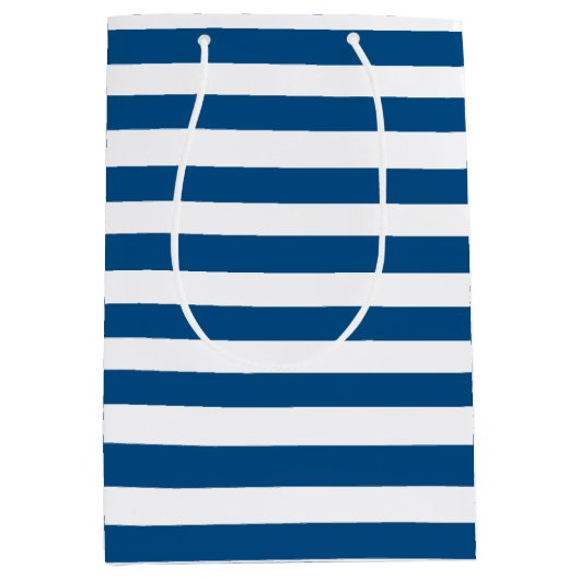Blauwe en witte strepen medium cadeauzakje (Voorkant)