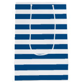 Blauwe en witte strepen medium cadeauzakje (Achterkant)