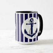 Blauwe en witte strepen met anker mok (Voorkant rechts)