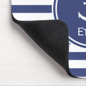 Blauwe en witte strepen met anker muismat (Hoek)