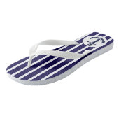 Blauwe en witte strepen met anker teenslippers (Schuin)