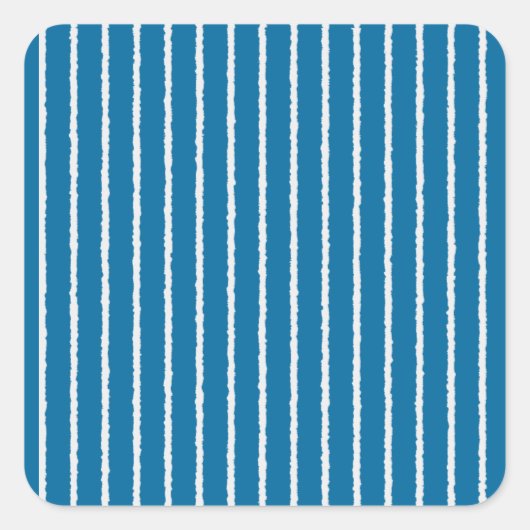 Blauwe en witte strepen met niet-geweven lijnen vierkante sticker (Voorkant)