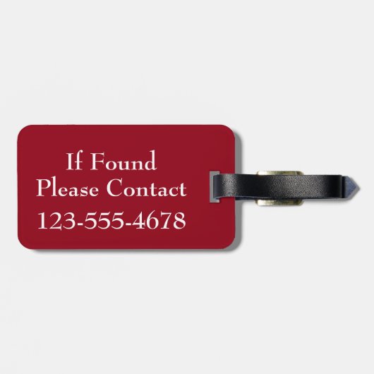 Blauwe en Witte Strepen met Rood Monogram Bagagelabel (Achterkant horizontaal)