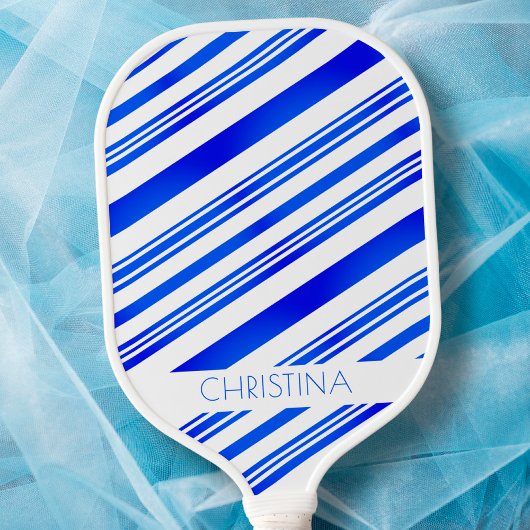 Blauwe en witte strepen Moderne Elegant Aangepaste Pickleball Paddle
