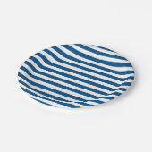 Blauwe en witte strepen papieren bordje (Gekanteld)