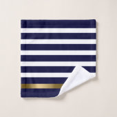 Blauwe en witte strepen patroongoudaccenten bad handdoek (Wasdoekje)