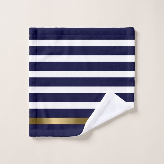 Blauwe en witte strepen patroongoudaccenten bad handdoek (Wasdoekje)