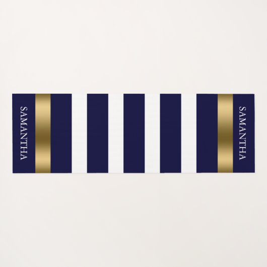 Blauwe en witte strepen patroongoudaccenten yogamat (Achterkant (horizontaal))