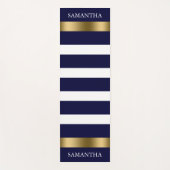 Blauwe en witte strepen patroongoudaccenten yogamat (Voorkant)