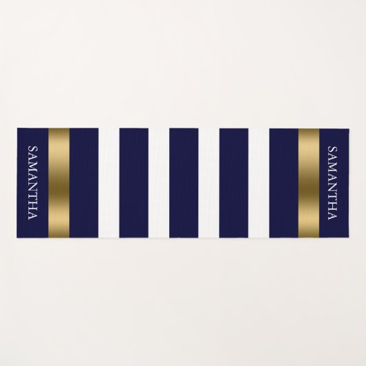 Blauwe en witte strepen patroongoudaccenten yogamat (Voorkant (horizontaal))