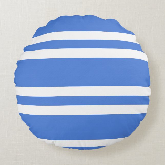 Blauwe en witte strepen rond kussen (Voorkant)