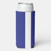 Blauwe en witte strepen seltzer blikjeskoeler (Seltzer Achterkant)