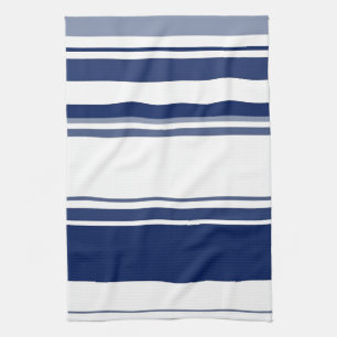 Blauwe en witte strepen theedoek