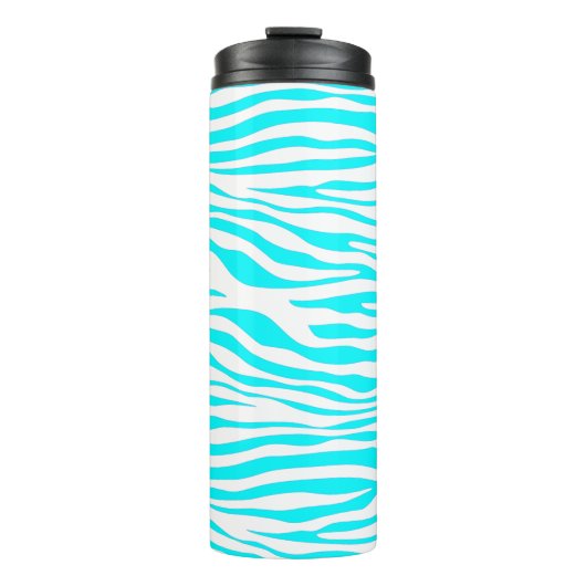 Blauwe en witte strepen thermosbeker (Voorkant)