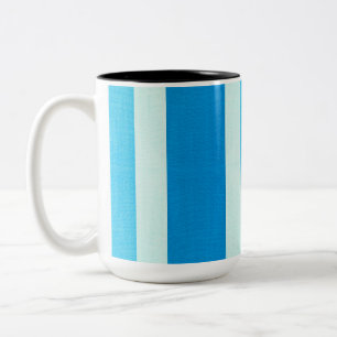 Blauwe en witte strepen tweekleurige koffiemok