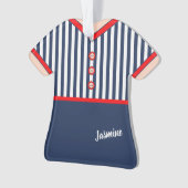 Blauwe en witte strepen uniform ornament (voorkant)