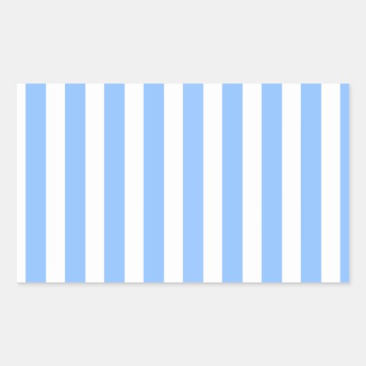 Blauwe en witte strepen van snoep rechthoekige sticker (Voorkant)