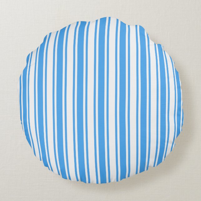 Blauwe en witte strepen van snoep rond kussen (Achterkant)