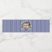 Blauwe en witte Strepen Water Flesetiket Waterfles Etiket (Enkel label)