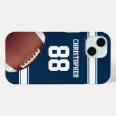 Blauwe en witte strepes Jersey Football Case-Mate iPhone Case (Achterkant (horizontaal))