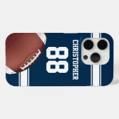 Blauwe en witte strepes Jersey Football Case-Mate iPhone Case (Achterkant (horizontaal))