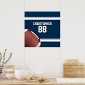 Blauwe en witte strepes Jersey Football Poster (Keuken)